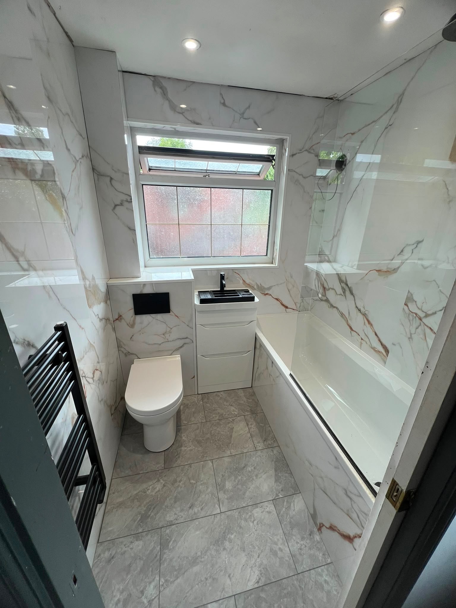 Luxury Calacatta marble bathroom and wet room installation